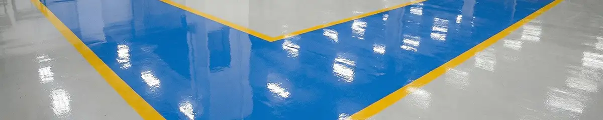 A factory floor professionally covered and marked with epoxy flooring in Pittsburgh, PA